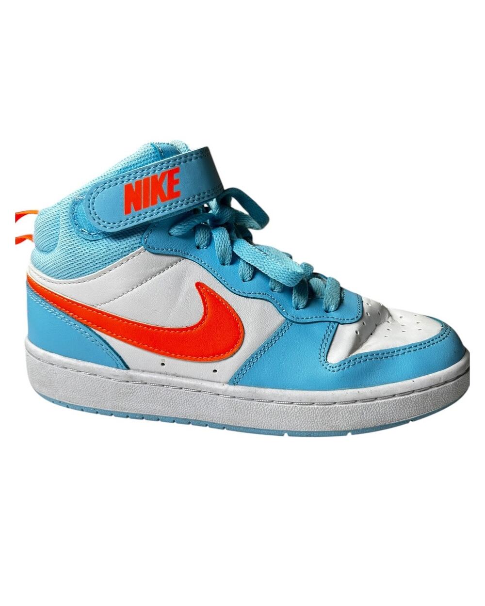 Nike Court Borough Mid 2 GS Blue White Orange High Top Sneakers Youth 4.5Y